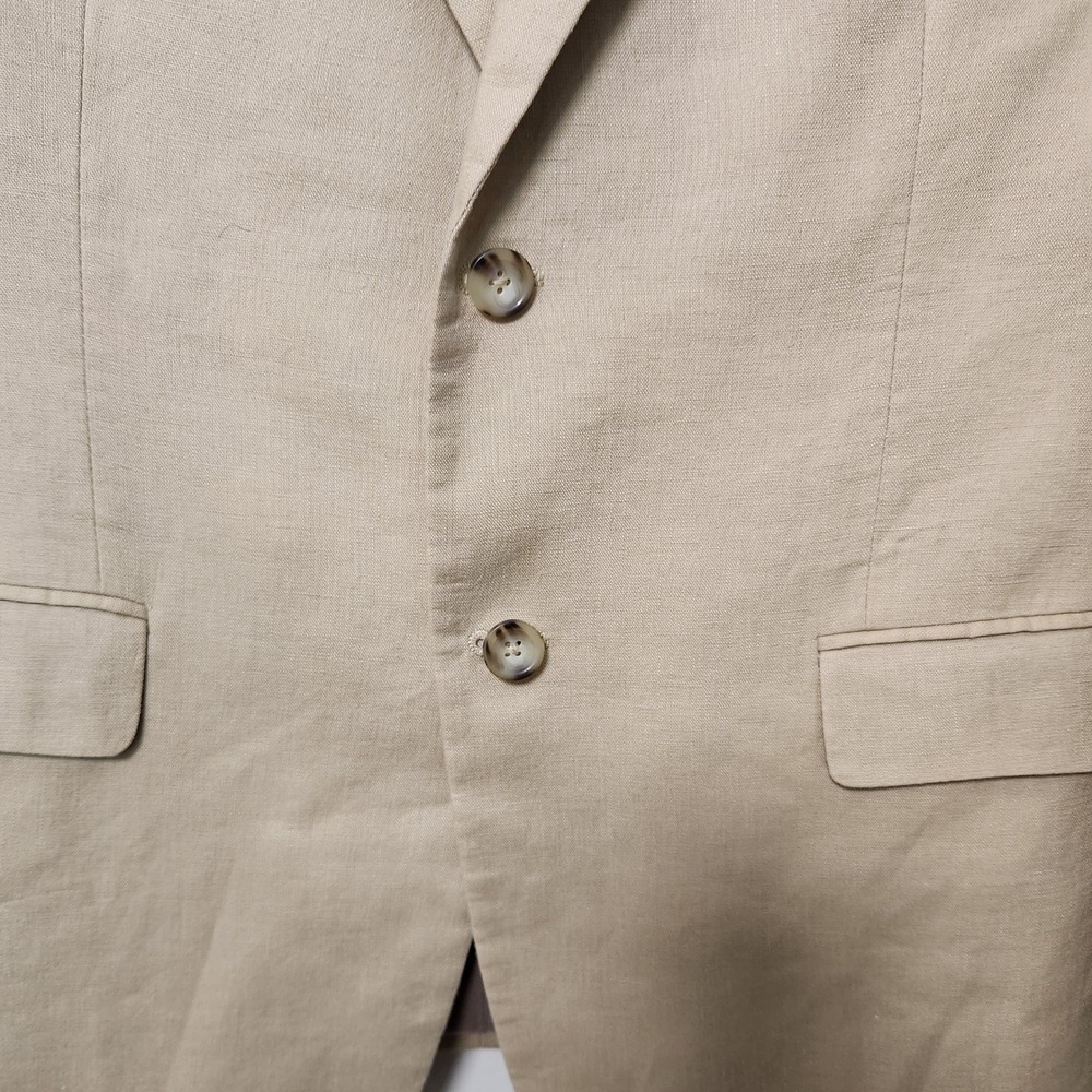Pronto Uomo Platinum Men 44S 100% Linen Sports Coat Blazer Lined Beige Preppy - Picture 11 of 16